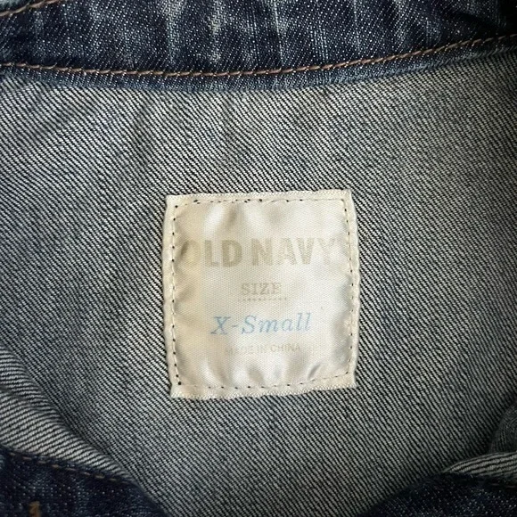 Old Navy  jean jacket womens XS Trucker‎ medium dark stretch denim Old School - Picture 3 of 12